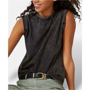 Pilcro Anthropologie Vinnie Cotton Slub Crewneck Muscle Tee Size M Acid Wash 90s